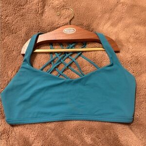lululemon athletica Teal Lattice-Back Sports Bralette